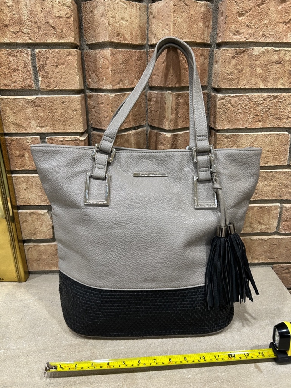 Steve Madden Gray & Black Textured Tote Bag